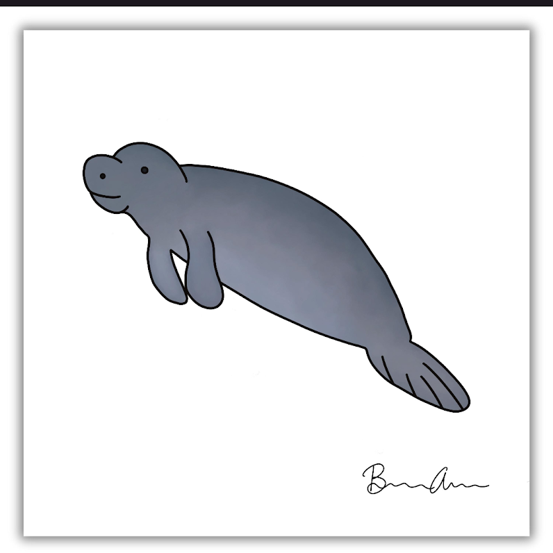Manatee 6x6 Print by BA Vibes and Designs