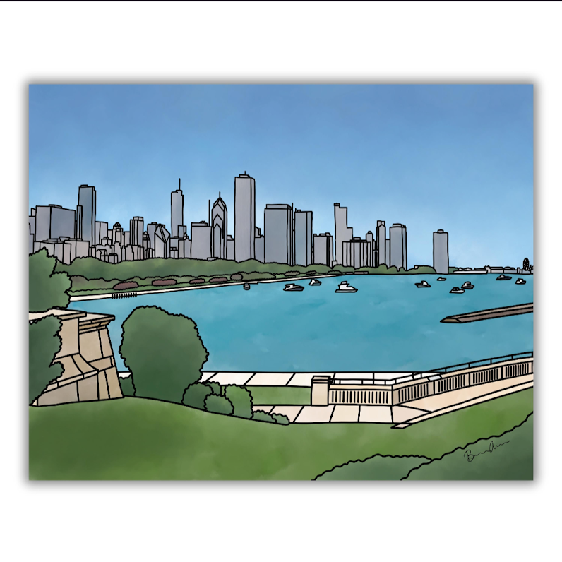 Chicago Skyline Postcard by BA Vibes and Designs