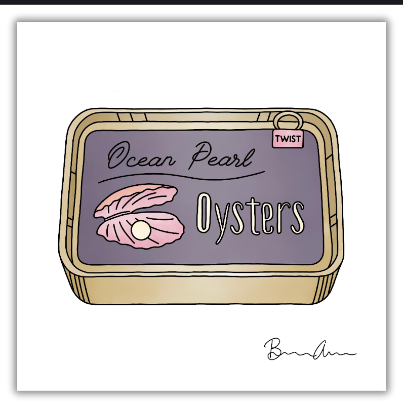 Ocean Pearl Oysters Print by BA Vibes and Designs
