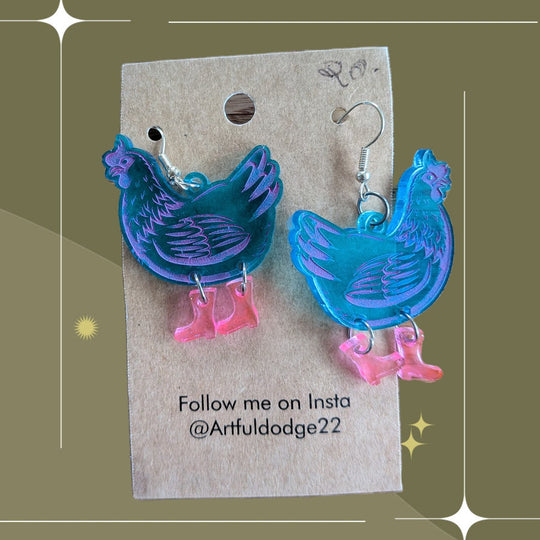 Chicken Earrings by the ArtfulDodge