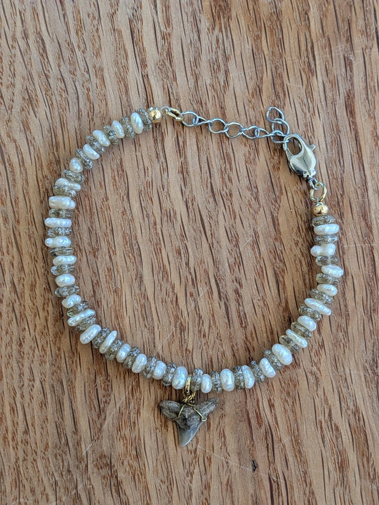 Shark Tooth and Pearl Bracelet by Sunny Z Jewelry Design