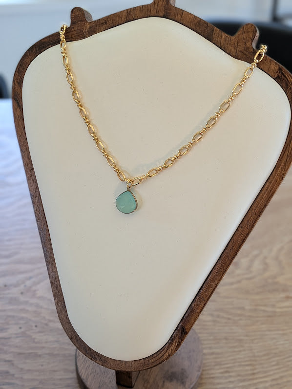 Natural Chalcedony stone on 14k gold plated chain by Sunny Z Jewelry Design