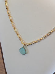 Natural Chalcedony stone on 14k gold plated chain by Sunny Z Jewelry Design