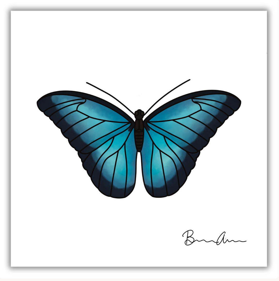 Blue Butterfly Print by BA Vibes and Designs
