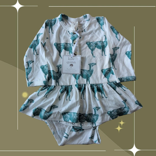 Kate Quinn Bamboo Collection Alpaca Long Sleeve Onesie Dress - 6-12 Mo