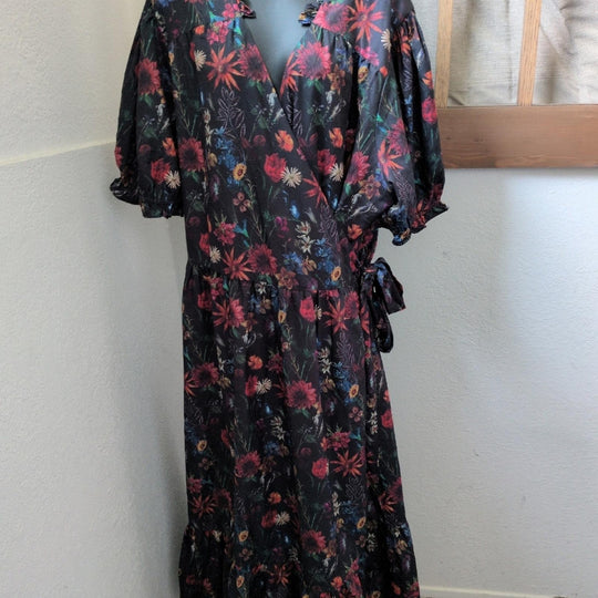 Jessakae Elara Black Floral Wrap Dress - 5x