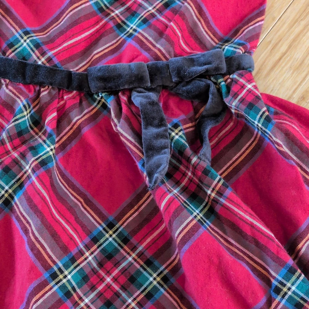Hope And Henry Organic Cotton Cap Sleeve Tartan Plaid Holiday Dress -  Girls 8