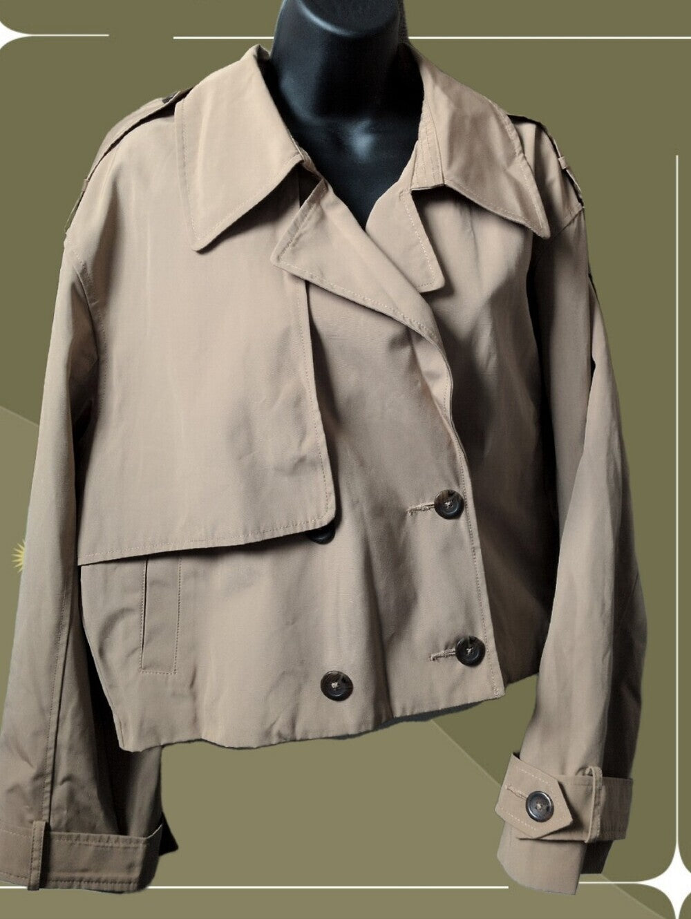 Abercrombie & Fitch tan cropped trench coat  - Large