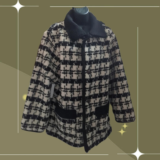 Lisa Says Gah Monique Houndstooth Sherpa Jacket