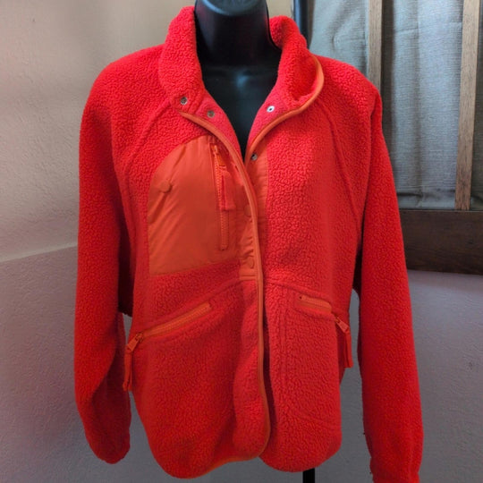 Fp Movement Hit The Slopes Oversized Jacket In Neon Coral - Small