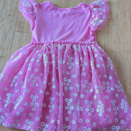 Girls Btween Pink Tulle Floral Dress - 5