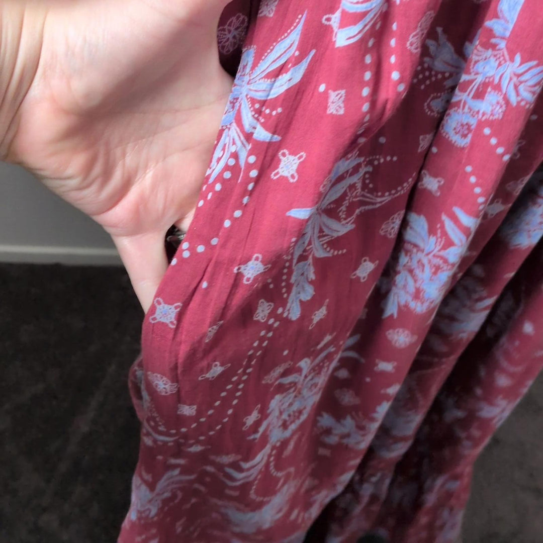 Free People Golden Hour Maxi Dress In Wine Combo - Medium