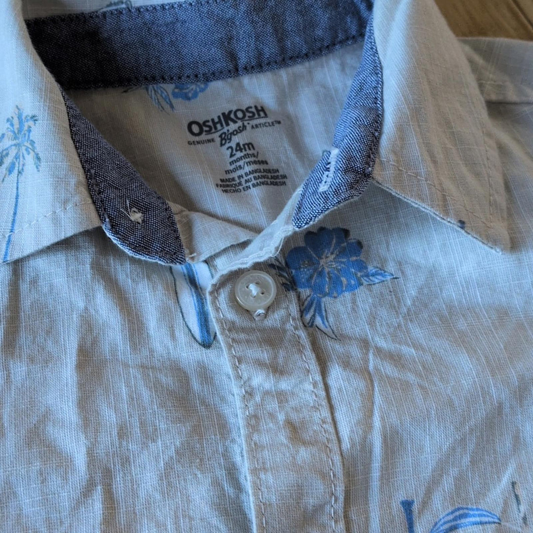 Oshkosh Boys Button Down Surf Shirt 24 Mo