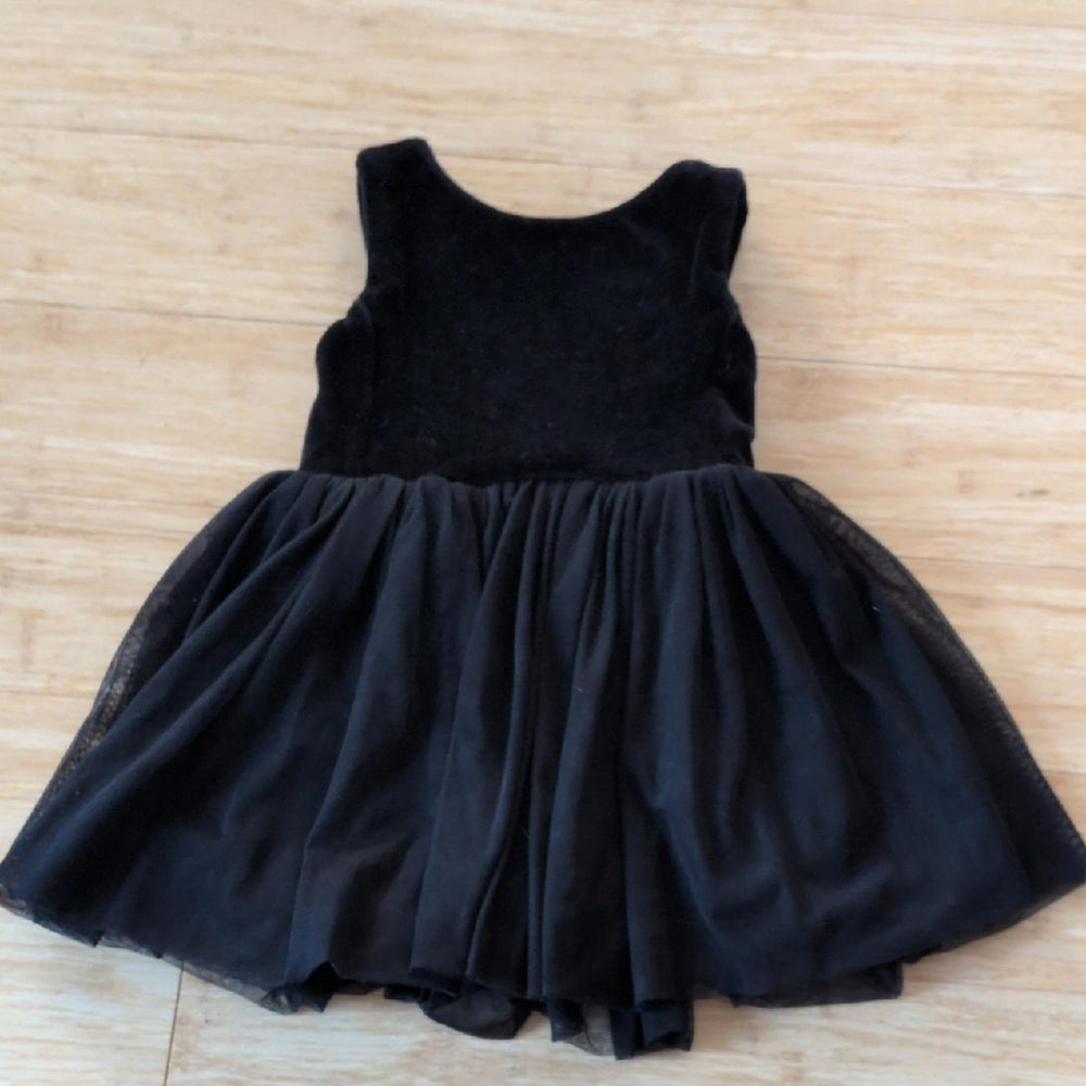 Kate Quinn Sleeveless Back Bow Tulle Dress In  Black Tulle Velvet -  6-12 Mo