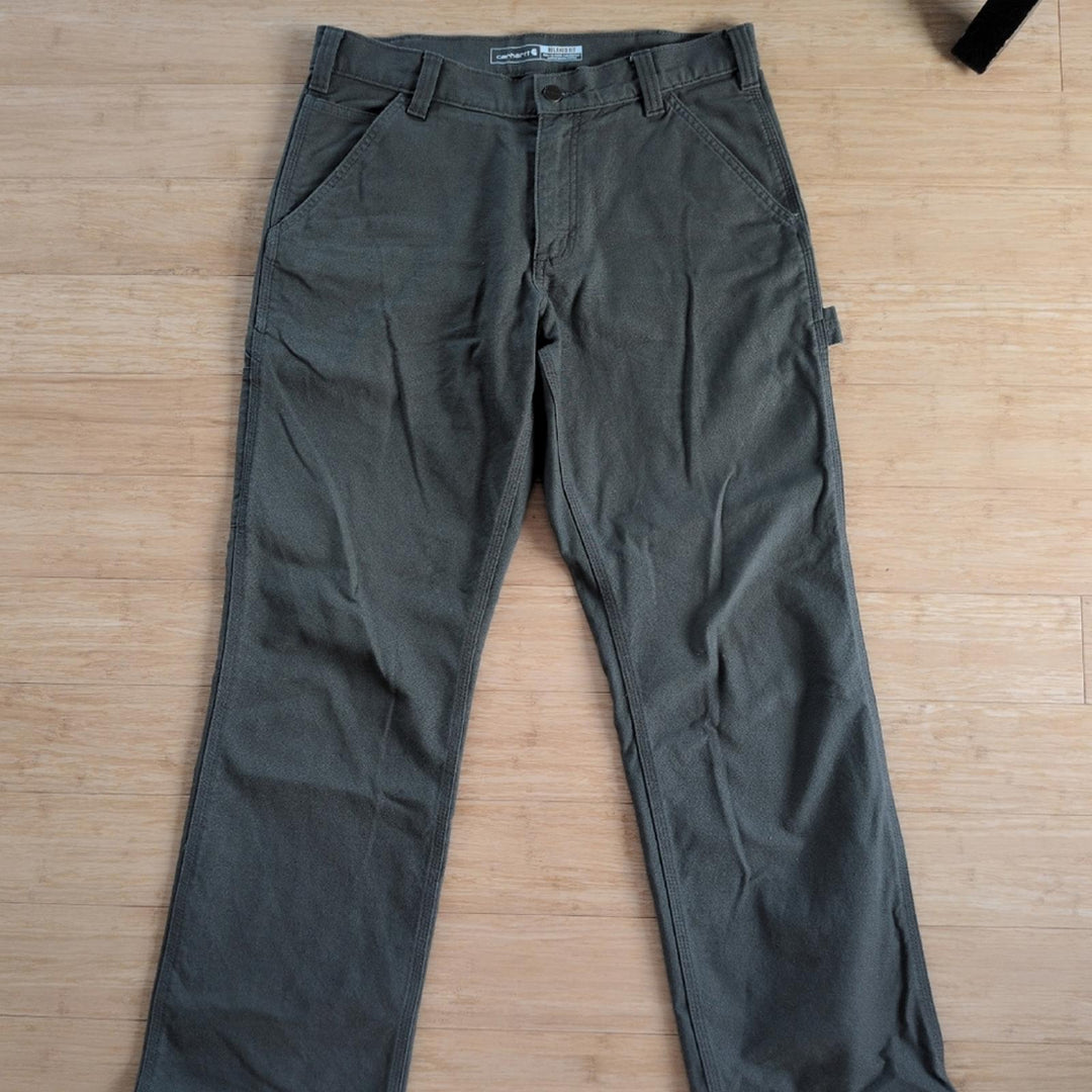 Men's Rugged Flex Relaxed Fit Olive Duck Utility Work Pant Size 32 X 30