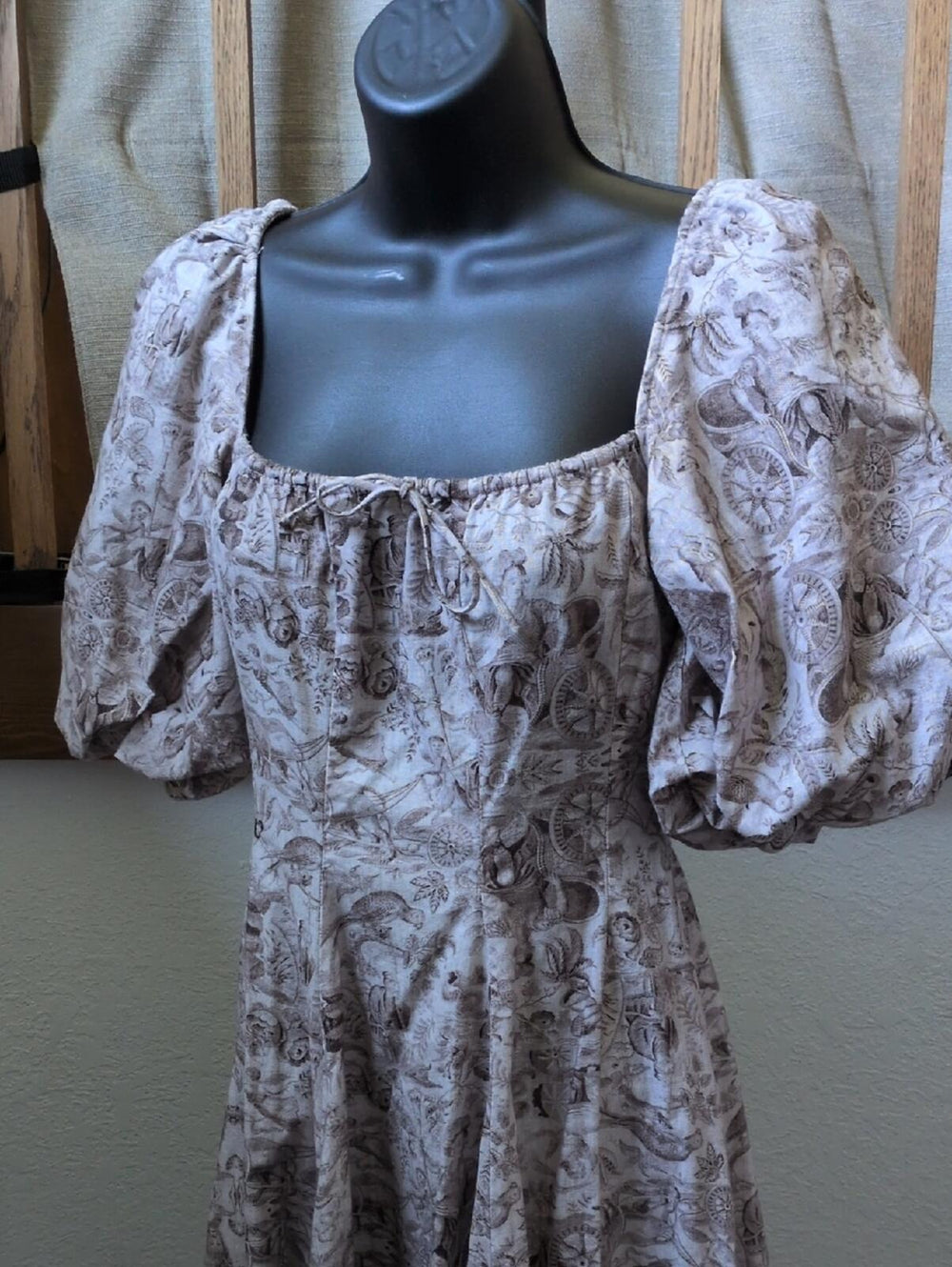Selkie The Day Dress in the Milkmaid Brown Toile Cotton -XS