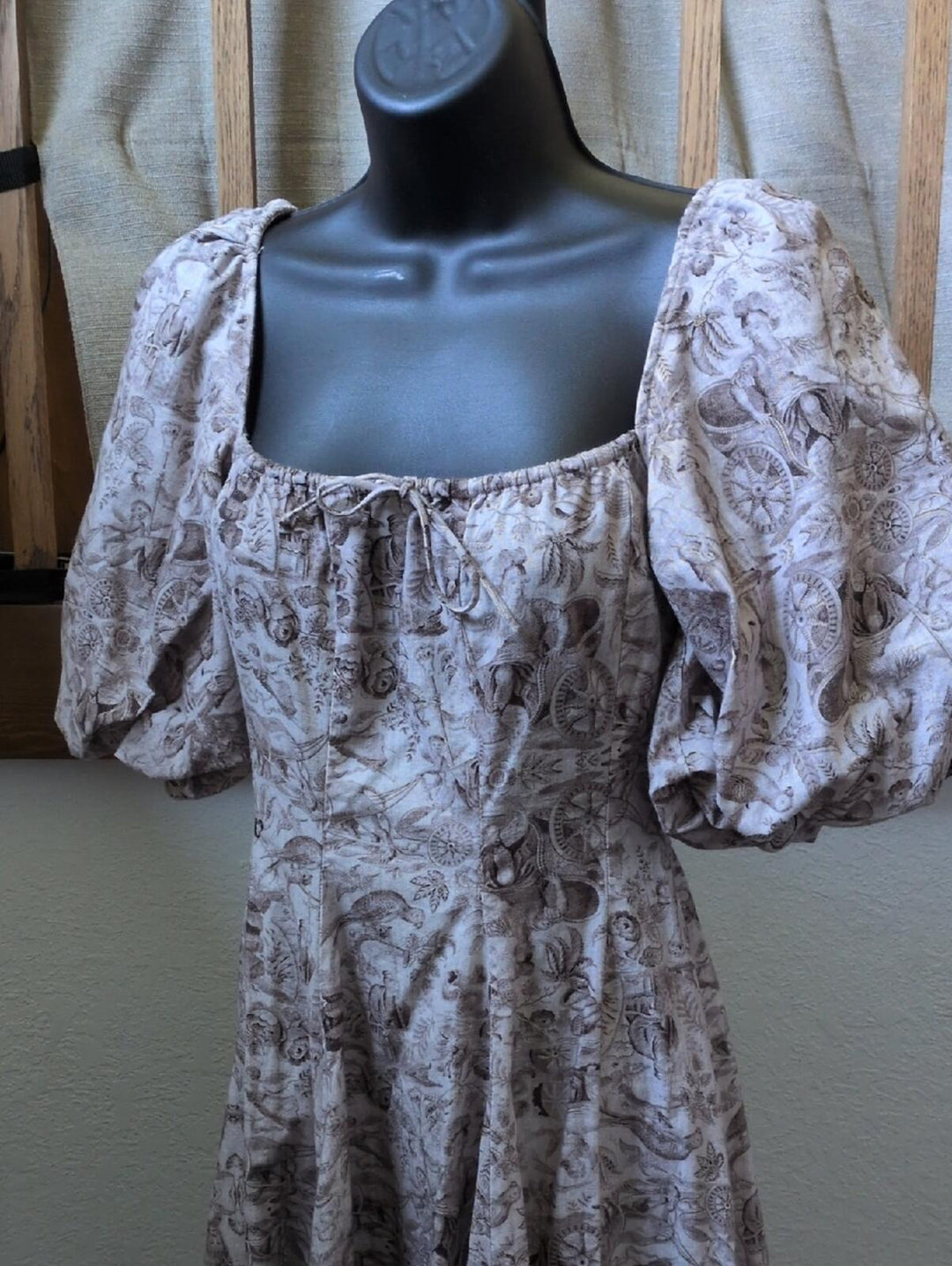 Selkie The Day Dress in the Milkmaid Brown Toile Cotton -XS