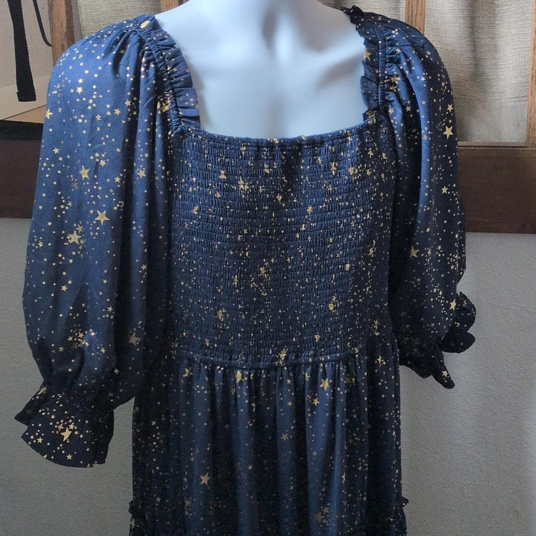 Ivy City Co Starry Nights Dress In Dark Blue And Gold - XL