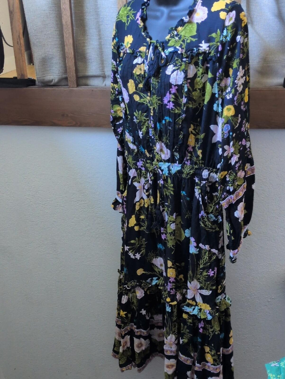 Citrus Navy Floral Tie Waist Dress - XL