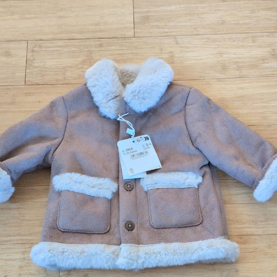Mayoral Newborn Sherpa Jacket In Canela - 0-3 mo