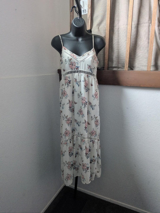 Abercrombie And Fitch Creme Bird And Butterfly Floral Maxi Dress - XSP