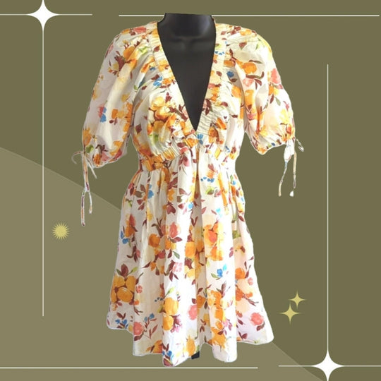 Abercrombie Floral mini puff sleeve dress- Small