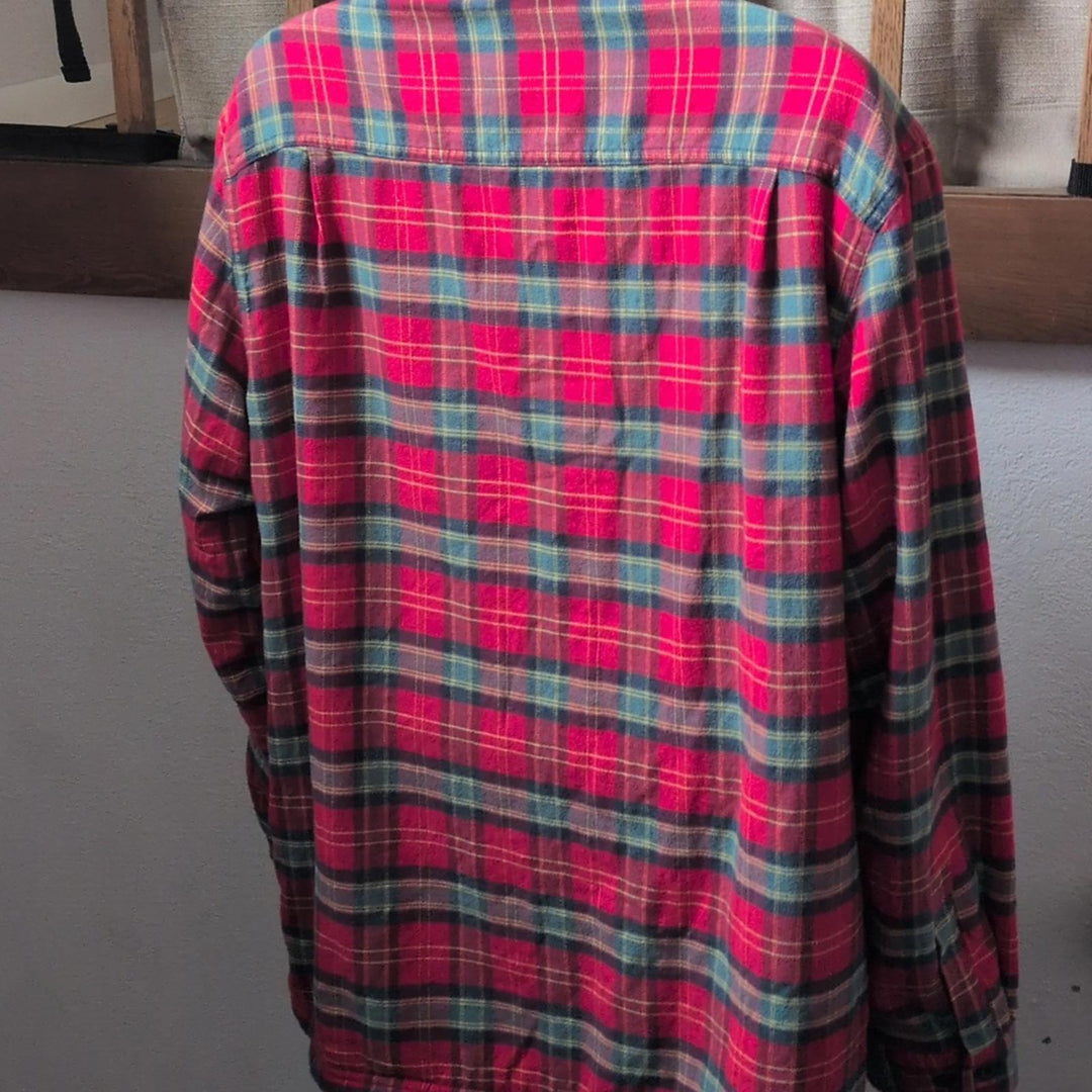 LL Bean Fleece Lined Flannel Shirt In Holiday Nautical Red -  XL