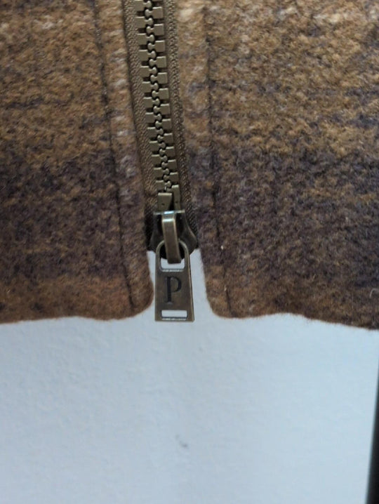Pendleton Plaid Wool Tan Zip Up Coat - S