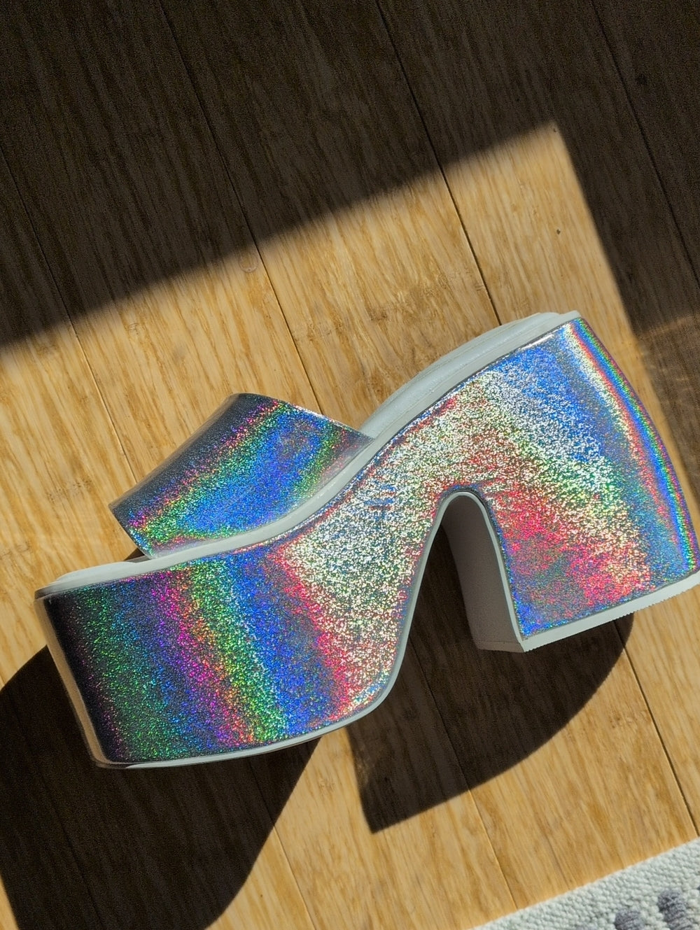 Space Island Holographic Platform Heel Shoes Size 9/40