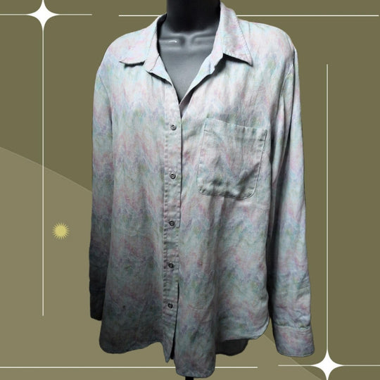 Billy T Colorburst Button Down Linen Shirt - Medium