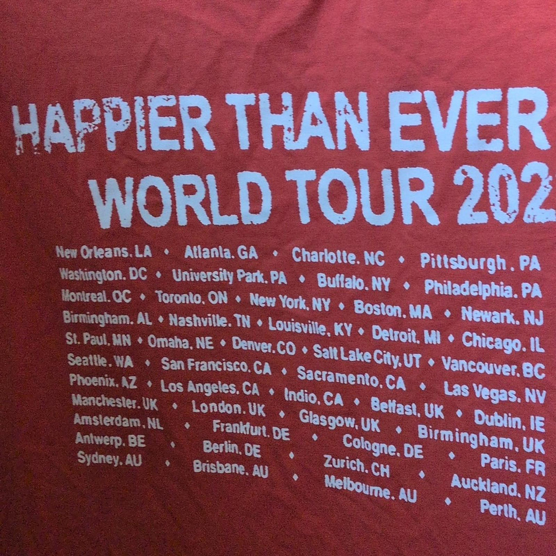 Billie Eilish Happier Than Ever World Tour 2022 T-shirt - Extra Large