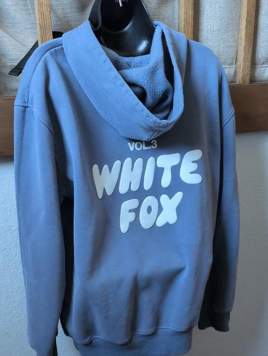 White Fox Blue Hoodie Sweater Size S/M
