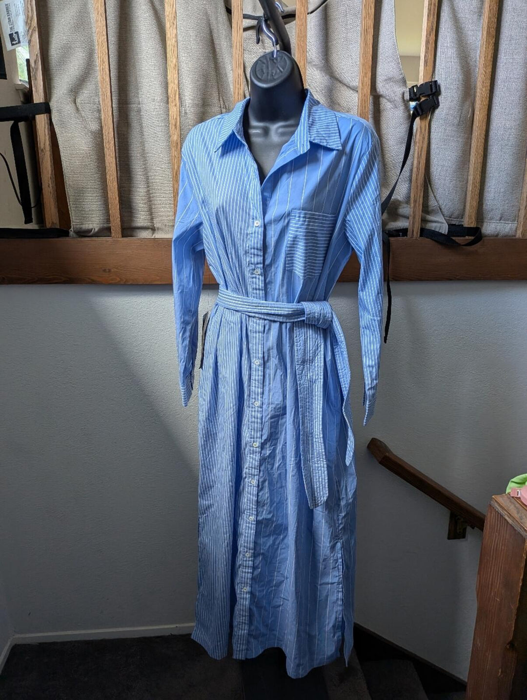 Tuckernuck Pomander Place Chessie Striped Tie Shirt Dress - Large