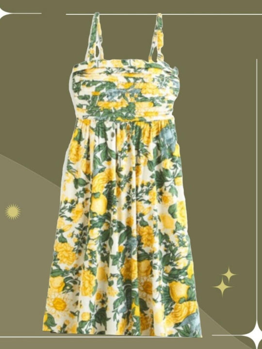 Abercrombie And Fitch Emerson Poplin Floral And Bird Pattern Dress - XXL