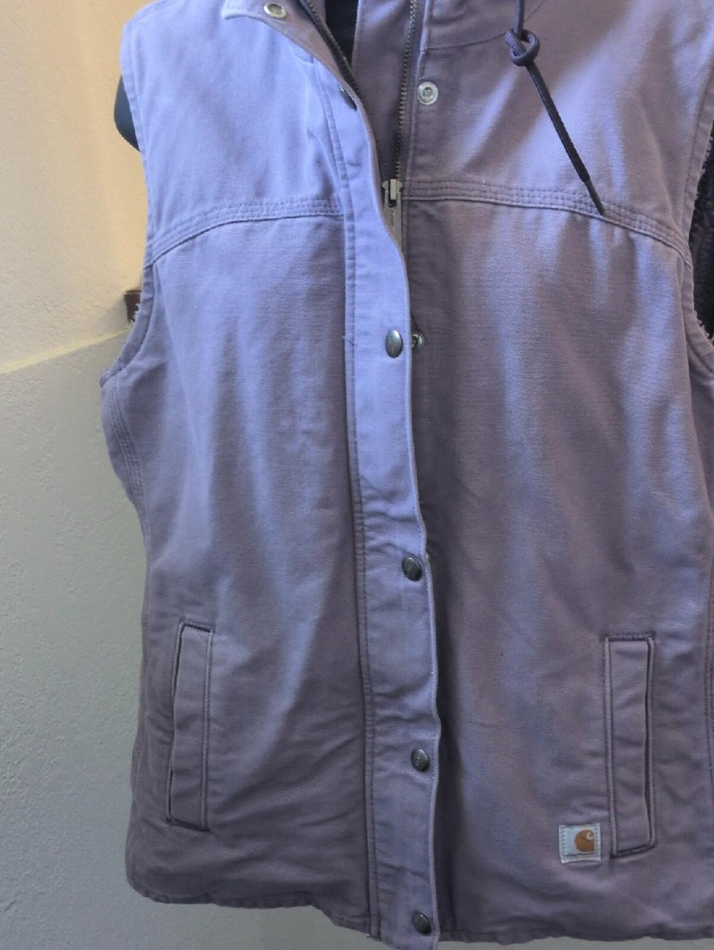 Lavender Rare Carhartt Sherpa Duck Vest With Hood - Large