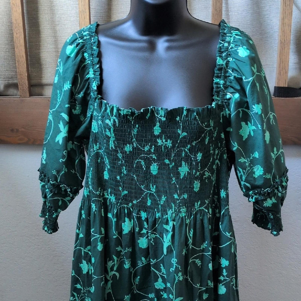 Hill House Home Nesli Emerald Botanical Floral Nap Dress - XL