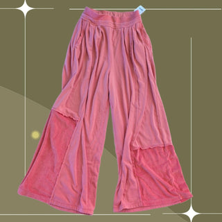 Free People Movement Rava Wide Leg Terry Contrast Lounge Pant Orange - Small