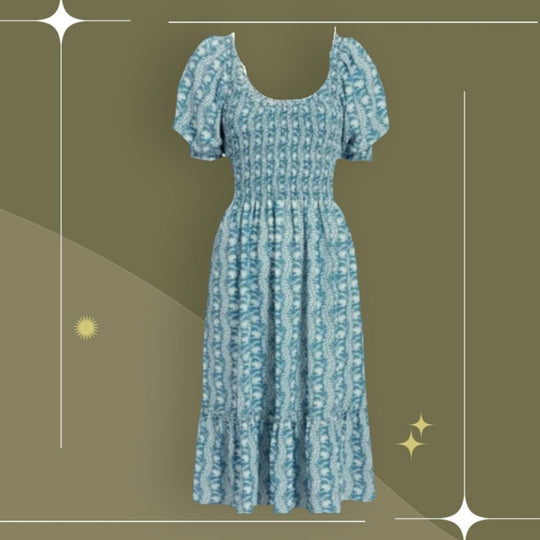 Hill House home rare Louisa nap dress in trailing blue vine