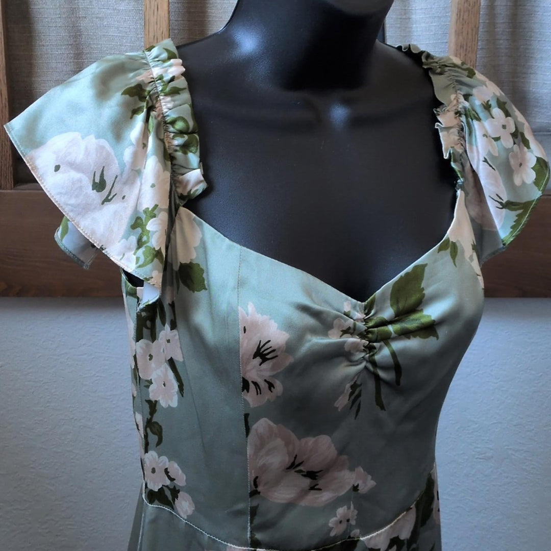 Reformation Sianna Silk Dress In tarragon - US 4