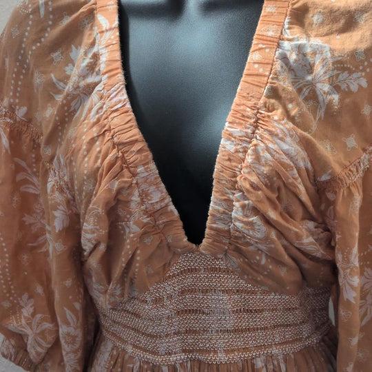 Free People Golden Hour Maxi Dress Size XS In Tan/Peach