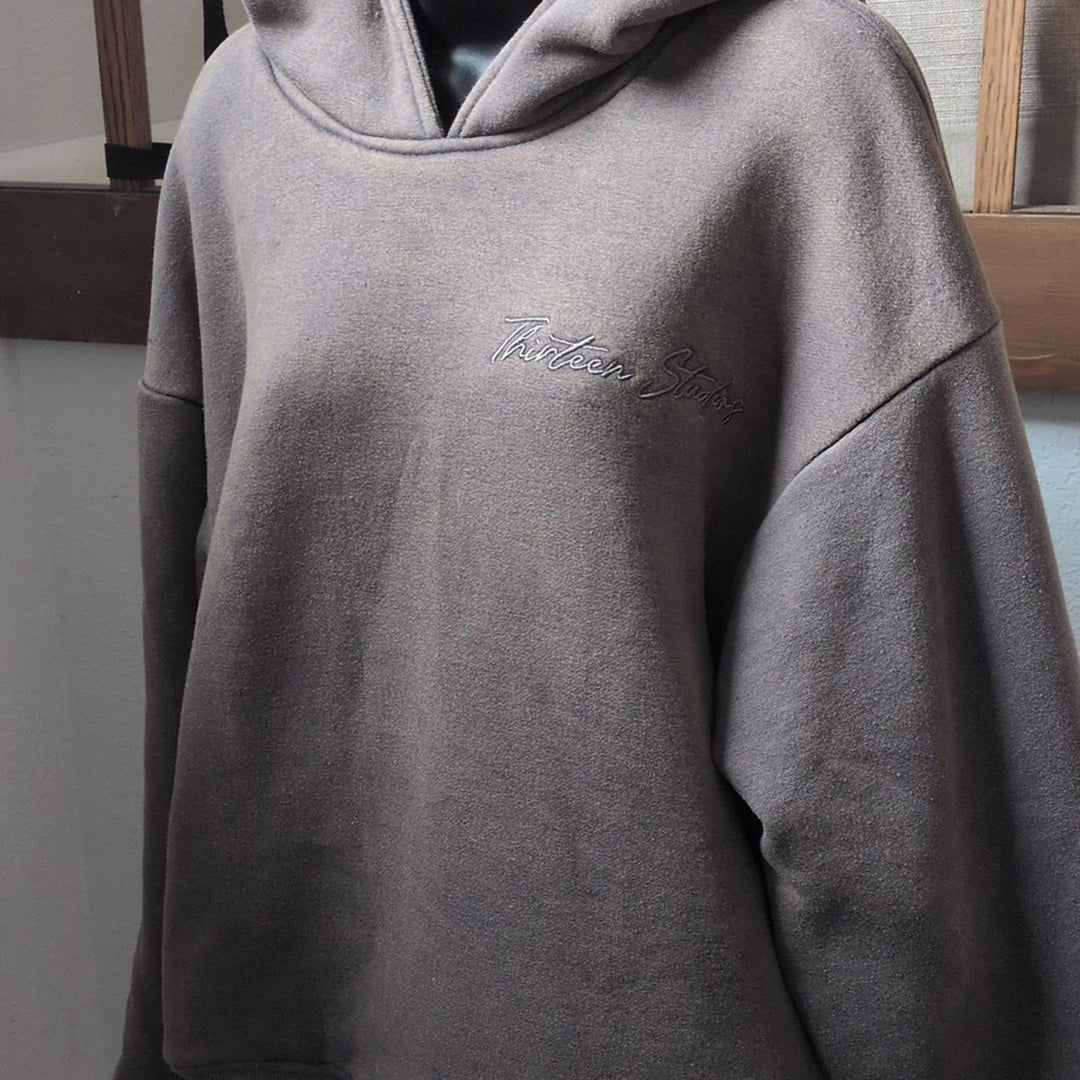 Thirteen Studios Double Layered Hoodie Black Acid Washed