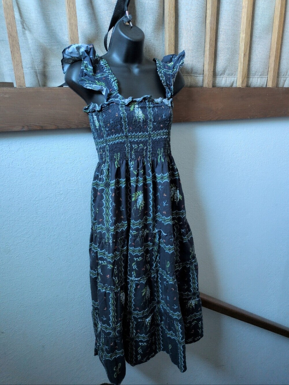 Hill House Home Midi Ellie Nap Dress Trailing Fern / Navy Multi pattern - Small