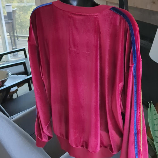Aviator Nation burgundy velvet crew neck