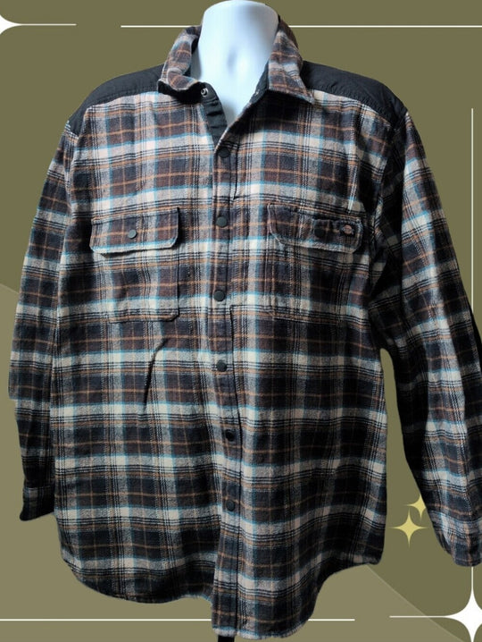 DICKIES Heavyweight Brawny Flannel Chocolate Brown Plaid - 2XL