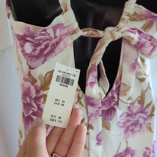 Abercrombie purple floral tie back midi dress - Medium