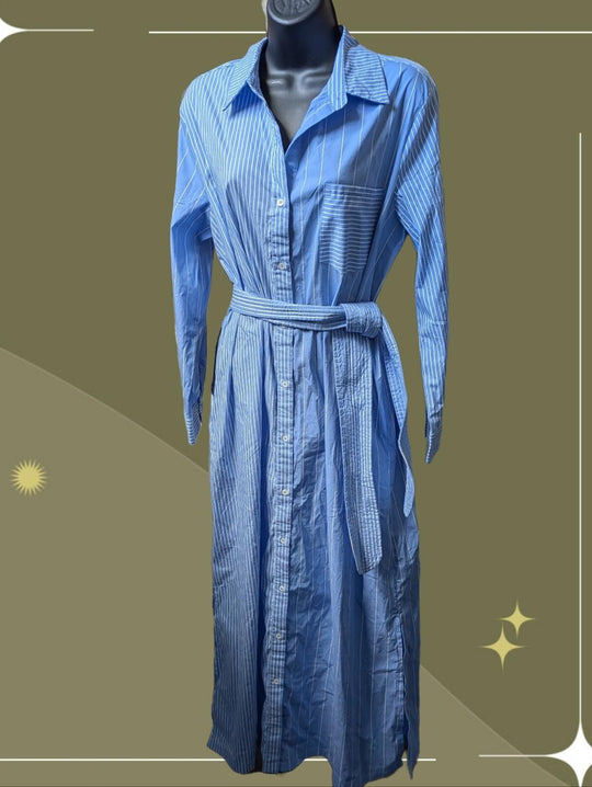 Tuckernuck Pomander Place Chessie Striped Tie Shirt Dress - Large