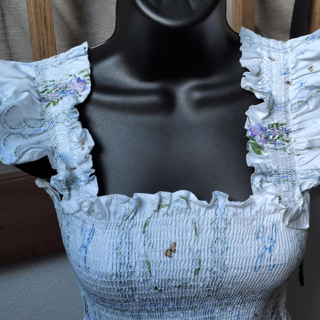 Hill house Home Ellie White Patchwork Floral Midi Dress - Small