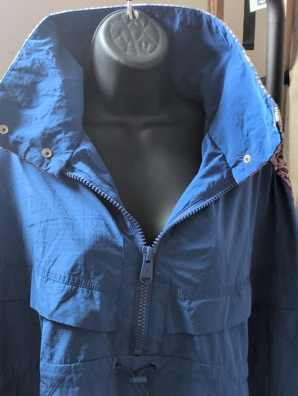 Free People Movement She Fly Blue Embroidered Oversized Windbreaker - Small