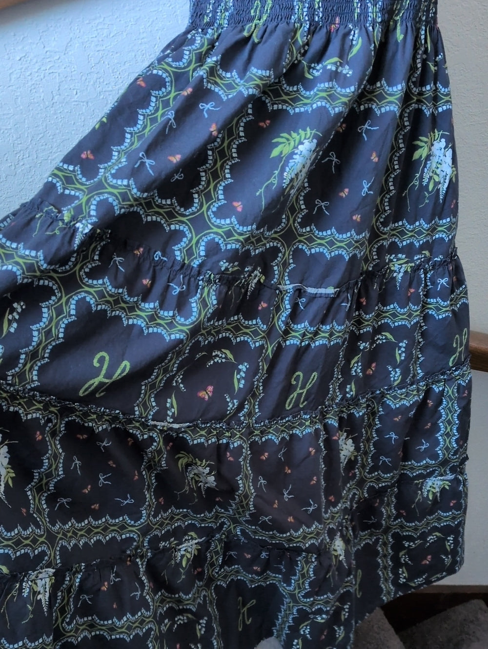 Hill House Home Midi Ellie Nap Dress Trailing Fern / Navy Multi pattern - Small