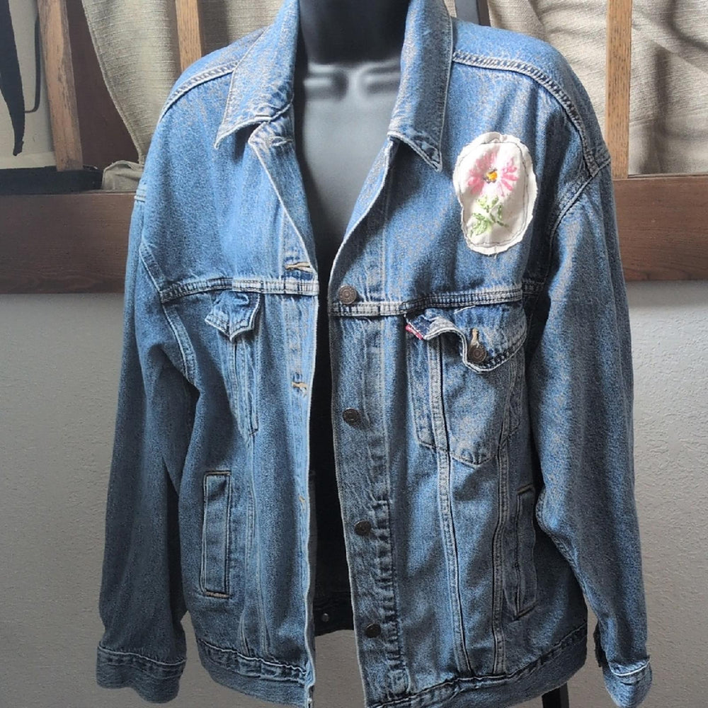 Upcycled By Unpacka Vintage Levis Jean Jacket With Embroidery - Xs/S
